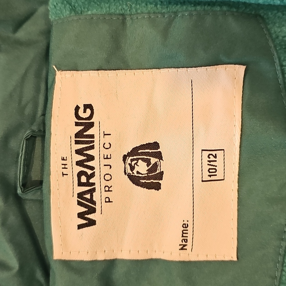 The Warming Project Girls Teal Green Puffer Jacket Hooded Zip Up Size L - Picture 7 of 11